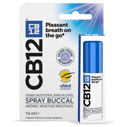 CB12 - Spray Buccal - Haleine Fraîche en toutes situations - Usage quotidien, sans alcool - Arôme menthe - Spray 15ml