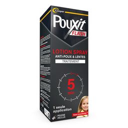 POUXIT - Flash - Lotion spray anti-poux et lentes - Agit en 1 application de 5 minutes seulement1 - Traitement du cuir chevelu - 150 ml