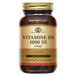 Solgar Vitamine D 1000 UI - Défenses Immunitaires - Os/Cartilages - 100 capsules