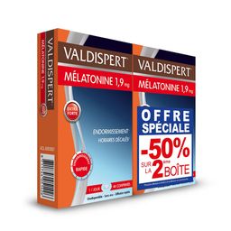 VALDISPERT - Sommeil Rapide Extra Fort 1.9 mg - Complément Alimentaire À La Mélatonine - Diffusion Rapide en 1 minute - Sans Dépendance - 40 Comprimés Orodispersibles - Lot de 2
