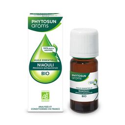 PHYTOSUN AROMS - Huile Essentielle Niaouli Bio - HEBBD - 100% Pure & Naturelle - 100% Bio - L'alliée de l'hiver - Analysée & Conditionnée en France - 10 ml