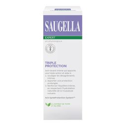 Saugella - Triple Protection - Soin Lavant Intime - à base de Thym et de Zinc - Femmes ayant besoin d'une Protection Renforcée durant la grossesse, pendant les règles, pendant le sport - Flacon 250 ml