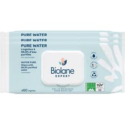 Biolane Expert - Lingettes Pure Water - Non parfumées - Lot de 3 x 60 unités