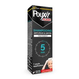 POUXIT - Flash - Shampooing anti-poux et lentes - Agit en 1 application de 5 minutes seulement1 - Traitement du cuir chevelu - 100 ml