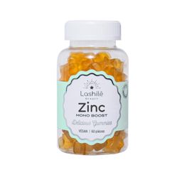 Lashilé Beauty - Compléments Alimentaires - Zinc - Maintien d'une peau et de cheveux normaux - Cure 1 mois - 60 Gummies - Fabrication Française