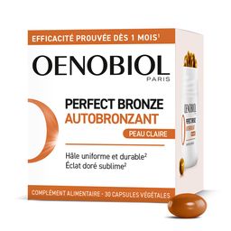 OENOBIOL PERFECT BRONZE Autobronzant Peau Claire - Efficace Dès Le 1Er Mois Sans Soleil - Concentration De 5 Pigments 100% D'Origine Végétale - Complément Alimentaire 30 Capsules - Programme 1 Mois