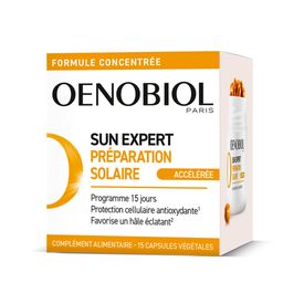 OENOBIOL SUN EXPERT Préparation Solaire Accélérée - Protection Cellulaire Anti-Oxydante - Favorise Un Hâle Intense Et Éclatant - Complément Alimentaire 15 Capsules Végétales 15 Jours