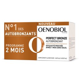 OENOBIOL PERFECT BRONZE AUTOBRONZANT - Efficace Dès Le 1er Mois Sans Soleil - Concentration De 5 Pigments 100% D'Origine Végétale - Complément Alimentaire 2X30 Capsules - Programme 2 Mois