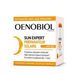 OENOBIOL SUN EXPERT Préparateur Solaire Anti-Âge - Efficacité Anti-Âge prouvée - Protection cellulaire renforcée2 - Favorise un hâle intense et éclatant - Complément Alimentaire 30 capsules - 1 mois