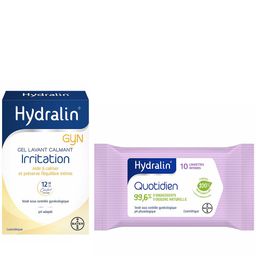 Hydralin® Gyn Irritation Gel Lavant Calmant + Quotidien Lingettes Douces Biodégradables