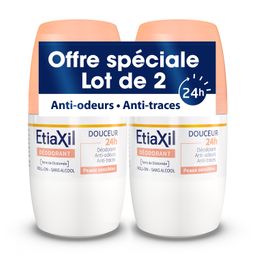ETIAXIL - Déodorant - Transpiration Faible - Aisselles - 24h - Roll On - Fabriqué en France - 50 ml - Lot de 2