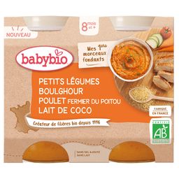 Babybio PETITS LÉGUMES BOULGHOUR POULET FERMIER DU POITOU LAIT DE COCO dès 8 mois