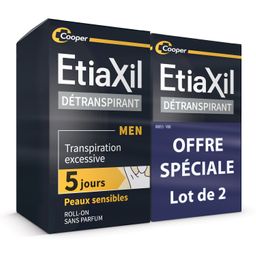 ETIAXIL - Déodorant Détranspirant - Traitement Transpiration Excessive - Aisselles - HOMME - Peaux Sensibles - 15 ml - Lot de 2
