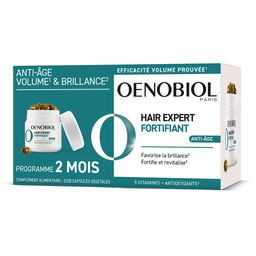 OENOBIOL HAIR EXPERT Fortifiant Anti-Âge - Nouveau - Marc de Raisin et Céramides - Efficacité prouvée - Favorise la brillance - Fortifie et revitalise -  Complément alimentaire 2x30 capsules - Programme 2 mois