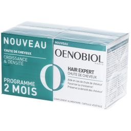 OENOBIOL HAIR EXPERT Chute de Cheveux - Nouvelle formule concentrée - Chute de cheveux - Favorise la croissance - Préserve la densité des cheveux - Complément alimentaire 2x60 capsules - Programme 2 mois