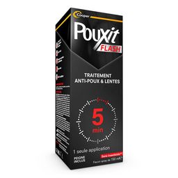 POUXIT - Flash - Lotion spray anti-poux et lentes - 100% Efficace - Agit en 1 application de 5 minutes seulement - Rinçage facilité - Traitement du cuir chevelu - Lot de 2 x 150 ml -15% sur le second flacon