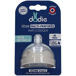 Dodie Tétine Multi-Perforée Anti-Colique Débit 4 Liquipe épais +6M