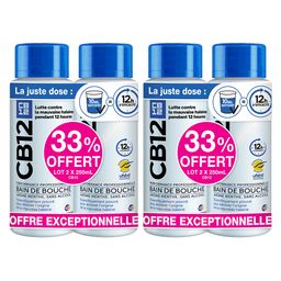 CB12 - Bain de bouche - Lutte contre la mauvaise haleine pendant 12 heures - Sans alcool - Arôme menthe - Flacons Lot de 2x250 ml
