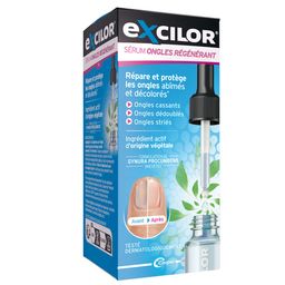 EXCILOR - Sérum Ongles Régénérant - Répare & Protège Les Ongles Abîmés & Décolorés - Formule Brevetée - Ingrédient Actif D'Origine Végétale - Testé Dermatologiquement - 10ml