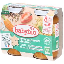 BABYBIO Pâtes Bolognaises Végétales Lentilles Tomate