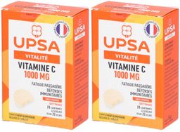 Vitamine C UPSA 1000 mg - 20 comprimés à croquer - Adulte - Complément alimentaire sans sucres, goût orange - Fatigue passagère et défenses immunitaires