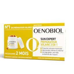 OENOBIOL - SUN EXPERT Préparateur Solaire 3en1 - Complément alimentaire - NOUVEAU-Triple action- Protection cellulaire1 - Hâle intense2 - Anti-âge global3- Prouvé cliniquement - Lot 2 x 30 capsules végétales