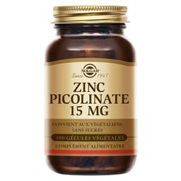 Solgar Zinc Picolinate 15mg - Défenses immunitaires - 100 gélules végétales