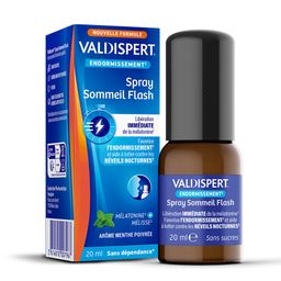VALDISPERT - Endormissement1,2 - Spray Sommeil Flash - Complément alimentaire sommeil mélatonine -Libération immédiate de mélatonine - Programme 35 jours - Vegan - Sans sucres - Spray 20ml