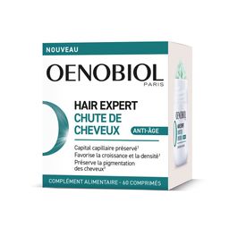OENOBIOL - HAIR EXPERT Chute de cheveux Anti-Âge - Préserve le capital capillaire, Favorise la croissance et la densité, Préserve la pigmentation des cheveux - Complément alimentaire - 60 comprimés