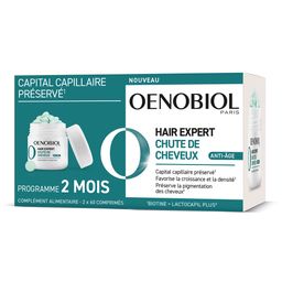 OENOBIOL - HAIR EXPERT Chute de cheveux Anti-Âge - Préserve le capital capillaire, Favorise la croissance et la densité, Préserve la pigmentation des cheveux - Complément alimentaire - 2 x 60 comprimés