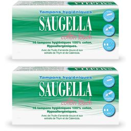 Saugella - Cotton Touch - Tampons Hygiéniques sans Applicateur - Flux Légers- 100% Coton - Hypoallergéniques, Confort et Sécurité - Enrichis en Thymol et en Huile d'Amande Douce - Pack de 16