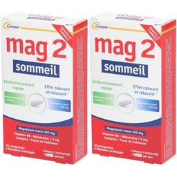 MAG 2 - Sommeil-Complément alimentaire - Magnésium marin 300mg, mélatonine 1,9mg et extraits de plantes-Endormissement rapide, effet calmant et relaxant-Programme de 15 à 30 jours - 30 comprimés