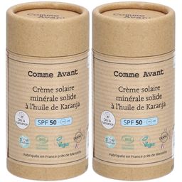 Comme Avant Crème solaire minérale solide à l'huile de Karanja SPF 50 Dès la naissance