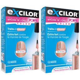 EXCILOR - Solution Forte Color - Traitement Mycose de l'ongle - Vernis traitant 30 ml (Dispositif médical)  +  vernis à ongles nude cosmétique 8 ml