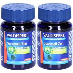 VALDISPERT - Endormissement -  Gommes Sommeil Zen - Complément alimentaire à la Mélatonine 1,9mg, Cannabis Sativa, Camomille - Goût citron et citron vert - Sans accoutumance - 30 Gommes