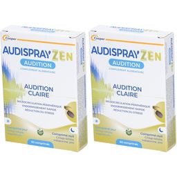 AUDISPRAYZEN - AUDITION CLAIR - Sensations de bourdonnements et de sifflements d'oreille - Endormissement rapide, réduction du stress - Complément alimentaire - Ginkgo biloba - 60 comprimés