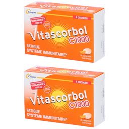 VITASCORBOL C1000 A CROQUER - Complément alimentaire Vitamine C - 20 comprimés à croquer - Goût Orange