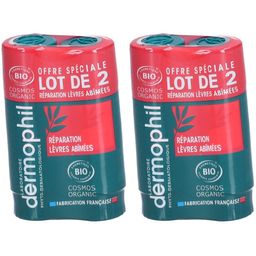 Dermophil Indien Réparation Lèvres Abîmées Bio Stick Lot de 2