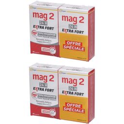 MAG 2 - 24H Extra fort - Anti-nervosité et anti-fatigue - Complément alimentaire à base de magnésium, vitamine B6, vitamine D et taurine - Programme 90 jours - Lot 2x45 comprimés