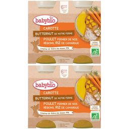 BABYBIO Menu Carotte, Butternut de notre ferme, Poulet fermier de nos régions, riz de Camargue