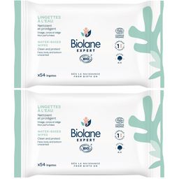 Biolane Expert - Lingettes à l'Eau Bio - Peaux Sensibles - 54 lingettes