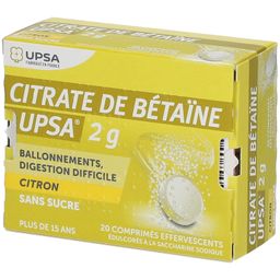 CITRATE DE BETAINE CITRON UPSA 2G SANS SUCRE, comprimé effervescent édulcoré à la saccharine sodique