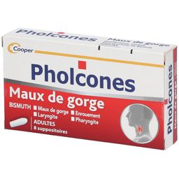 PHOLCONES - Maux de gorge - Adultes - 8 suppositoires