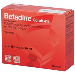 Bétadine - Scrub 4% - Solution pour application cutanée en récipient unidose - Voie cutanée - Unidoses - 10x10ml
