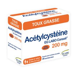 ACETYLCYSTEINE EG 200 pour Toux et bronchites - 20 sachets