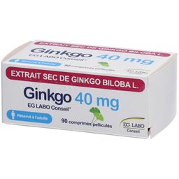 GINKGO EG LABO CONSEIL 40 mg pour troubles cognitifs, mémoire et démence - Boîte 90 comprimés