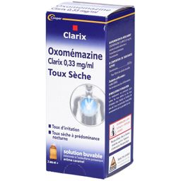 CLARIX - Oxomémazine 0,33mg/ml - Toux sèche - Solution Buvable - 2 ans et + - Arôme caramel - Flacon 150ml