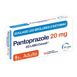 PANTOPRAZOLE EG LABO CONSEIL 20 mg - pour reflux et remontés acides - Boîte 14 comprimés