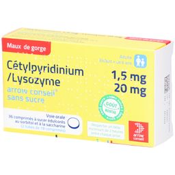 Arrow comprimé à sucer sans sucre cétylpyridinium/lysozyme