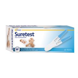 SURETEST - Test d'ovulation - Pour identifier les 2 jours les plus fertiles de votre cycle - Autotest - Boîte de 10 tests